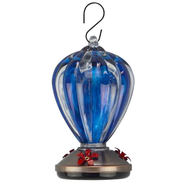 Red Carpet Studios Glass Balloon Blue Hummingbird Feeder41094 The