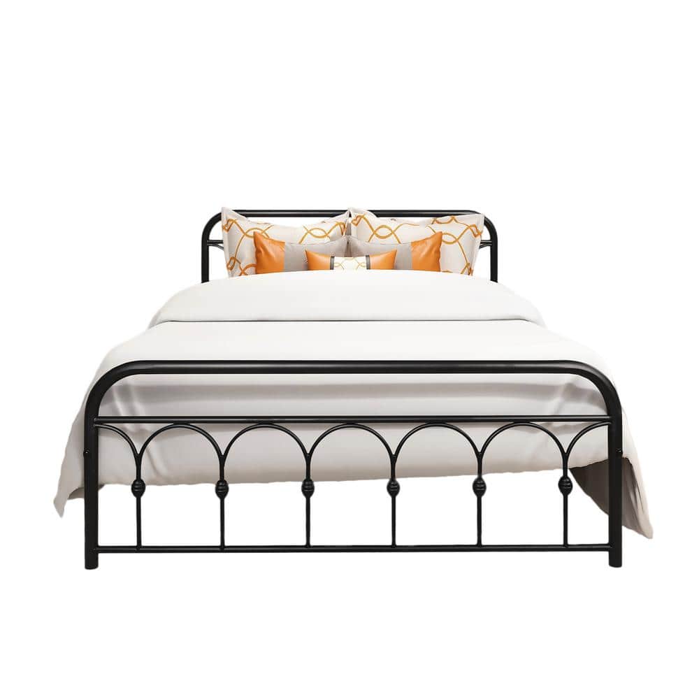 83.54 in. Black Metal Platform Bed with Under Bed Storage