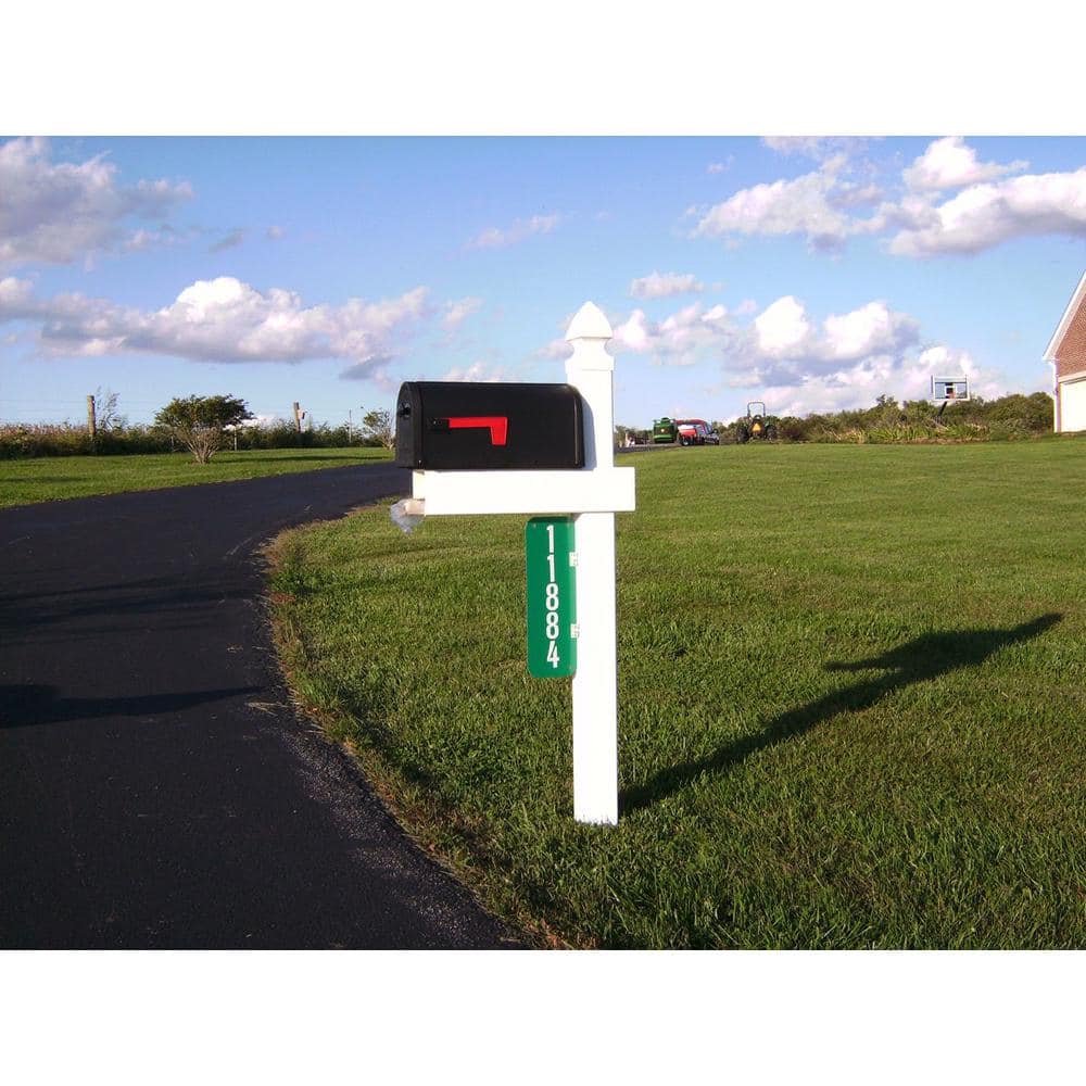 54-Inch White Vinyl Adjustable Mailbox Post Sleeve with Newspaper Holder