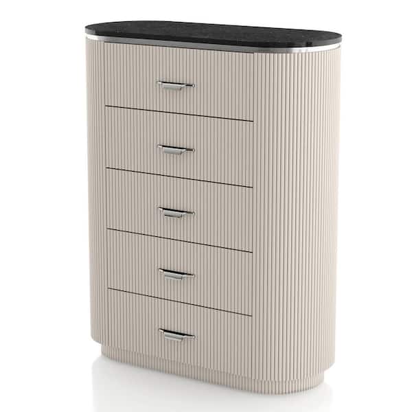 Addy Light Gray 5-Drawer 39 in. Chest of Drawers