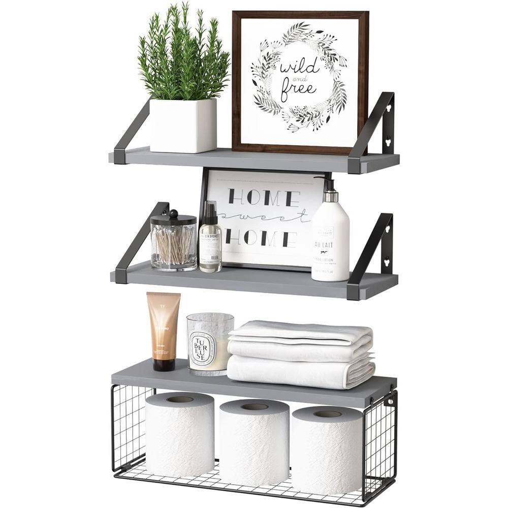 Cubilan 16.5 in. W x 6 in. D Grey Decorative Wall Shelf, Floating ...