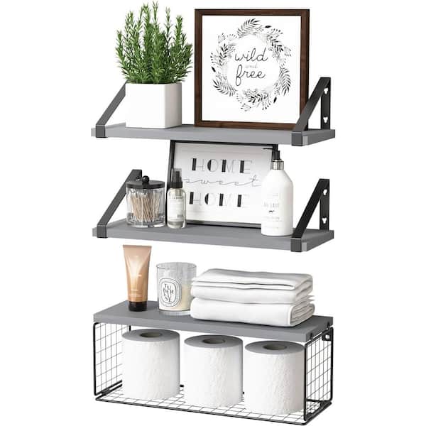 Cubilan 16.5 in. W x 6 in. D Grey Decorative Wall Shelf, Floating Shelves for Bathroom