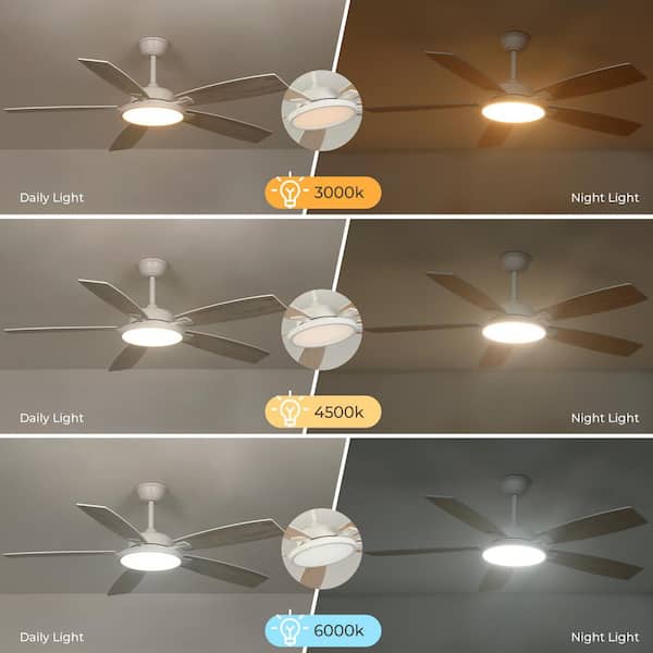 TOZING 52 in. Indoor Wood Low Profile Propeller Flush Mount