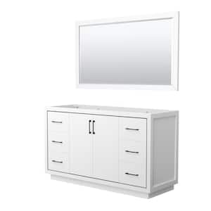 Icon 59.25 in. W x 21.75 in. D x 34.25 in. H Single Bath Vanity Cabinet without Top in White with 58" Mirror