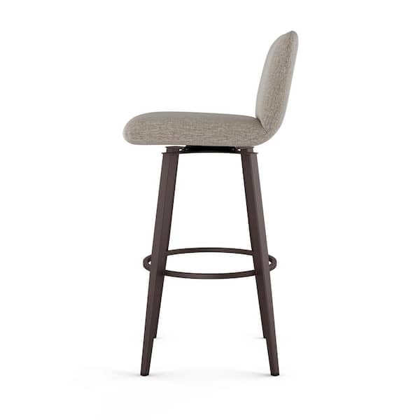 Betty 26 in. Beige & Brown Woven Polyester/Brown Metal Swivel Counter Stool