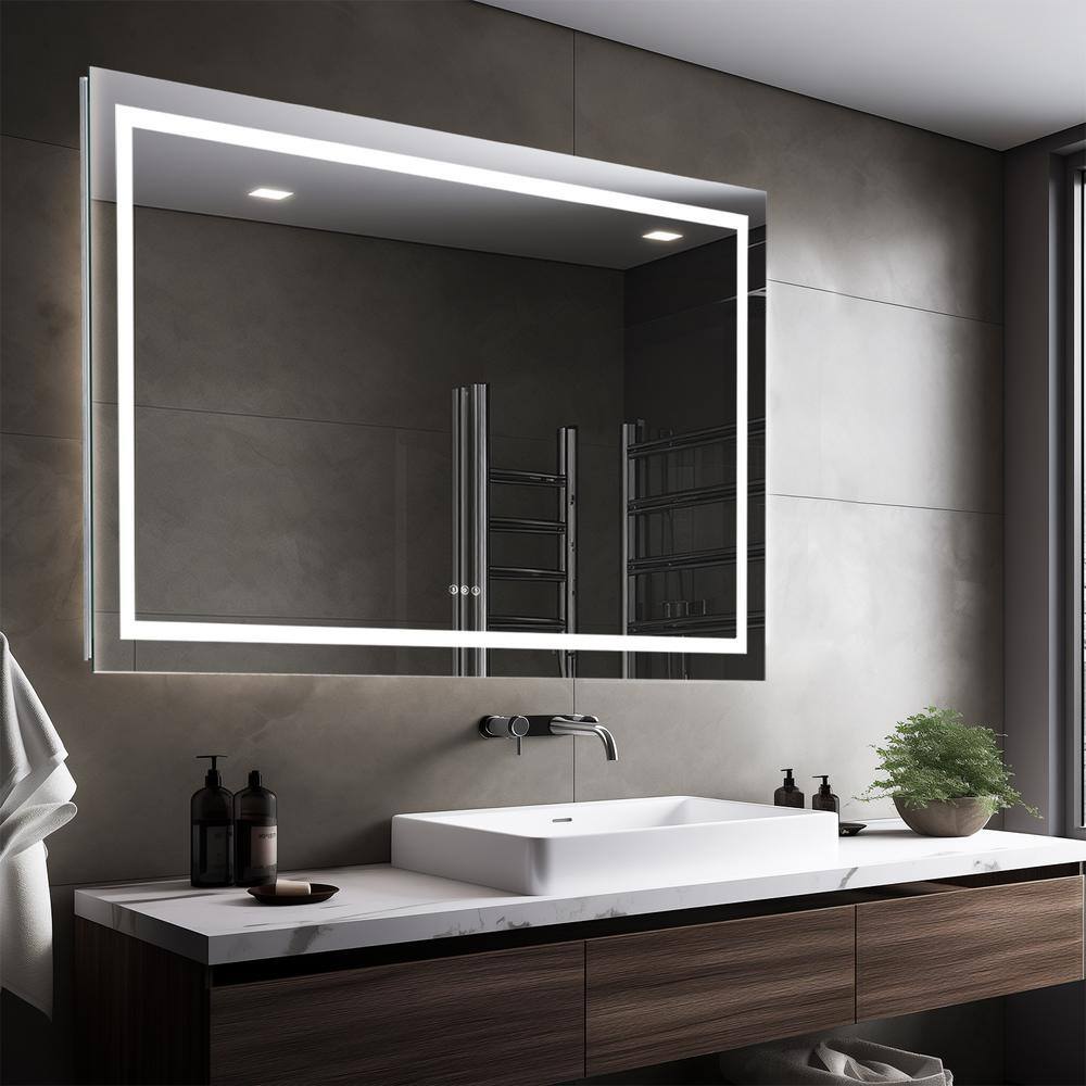 Interbath 60 in. W x 48 in. H Large Rectangular Frameless LED Mirror