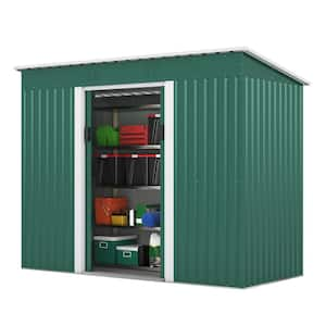 9.1 ft. W x 4.2 ft. D Outdoor Metal Storage Shed Garden Tool House with Lockable Doors, Vents, Green (38.75 sq.ft.)