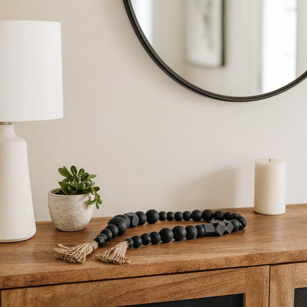 3 in. Ivory Ecomix Cement Round Decorative Balls Beaded Garland