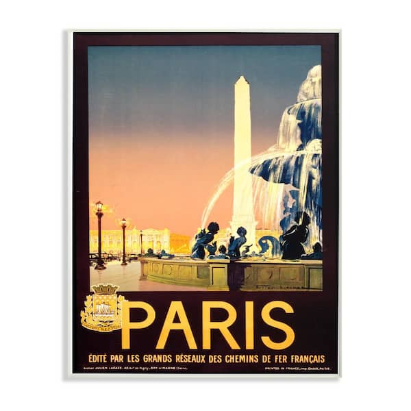 Stupell Industries 10 in. x 15 in. "Vintage Paris Fountain Poster" by Piddix Printed Wood Wall Art