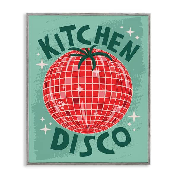 Kitchen Disco Tomato by Lisa Perry Whitebutton Gray Framed Food Giclee Art Print 20 in. x 16 in.
