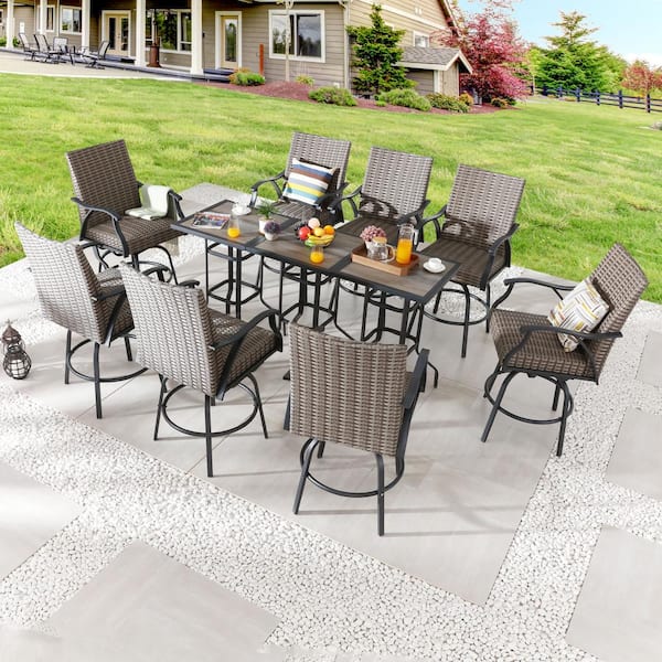 Patio Festival 11-Piece Wicker Bar Height Outdoor Dining Set