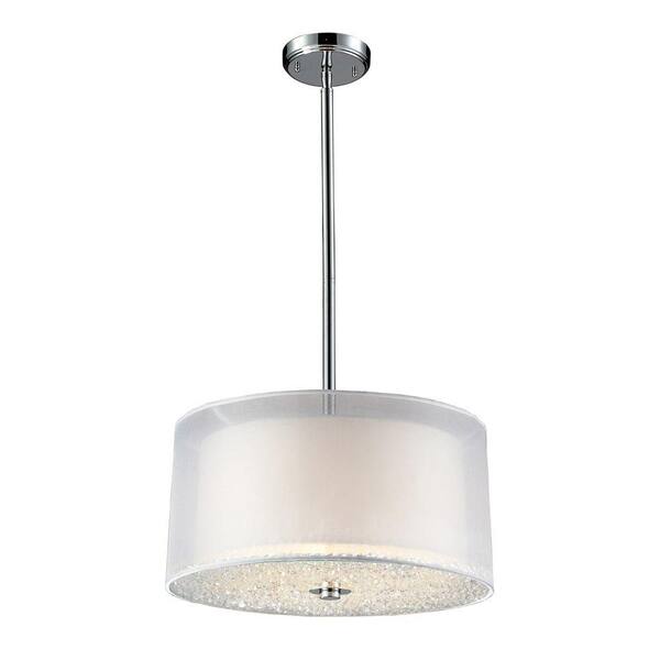 Titan Lighting Crystals 3-Light Polished Chrome Ceiling Pendant