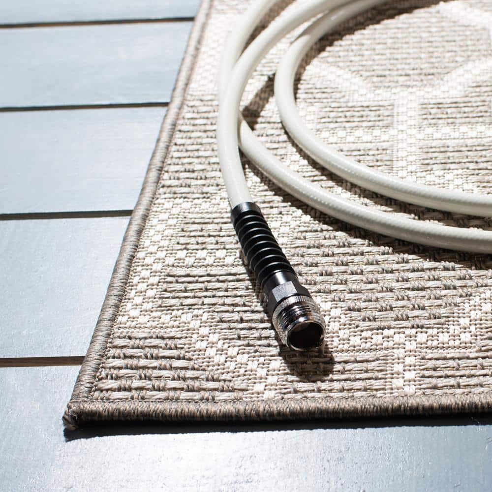 Beige Taupe Geometric Indoor Outdoor Area Rug 2'7" x 5'