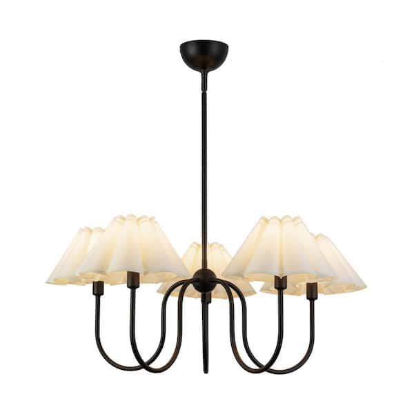 ALORA MOOD Rosemary 31-in 5 Light 40-Watt Matte Black/Folded White Chandelier