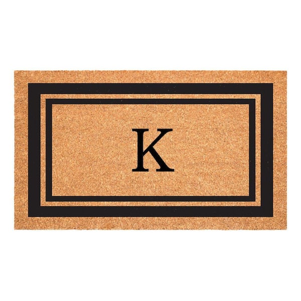 Black Border Door Mat 24 in. x 36 in. Monogram K Door Mat