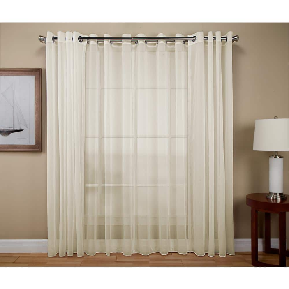 RICARDO Ivory Solid Extra Wide Grommet Sheer Curtain - 108 in. W x 63 ...