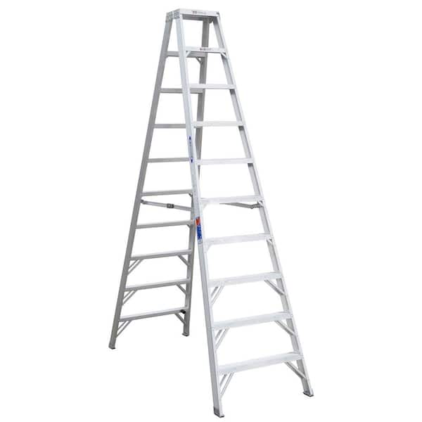 Werner 10 ft. Aluminum Twin Step Ladder with 300 lb. Load Capacity Type IA Duty Rating