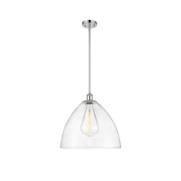 Innovations Bristol Glass 60-Watt 1 Light Polished Chrome Shaded Pendant Light with Seeded glass Seeded Glass Shade
