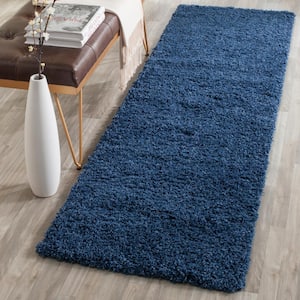 Laguna Shag Blue 2 ft. x 6 ft. Solid Runner Rug