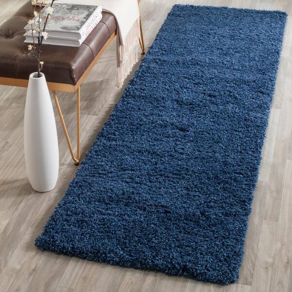 Laguna Shag Blue 2 ft. x 6 ft. Solid Runner Rug