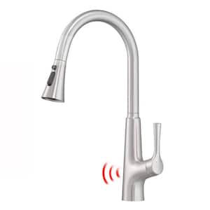 Single-Handle Touchless Pull Down Kitchen Faucet With Sprayer Kitchen Sink Faucets Smart One Hole Taps Brushed Nickel