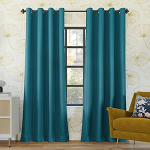 Oslo Theater Grade Teal Polyester Solid 52 in. W x 108 in. L Thermal Grommet Blackout Curtain