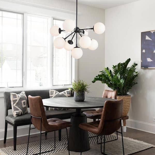 Y'INSP 9-Light Matte Black Modern Sputnik Style Chandelier Hanging