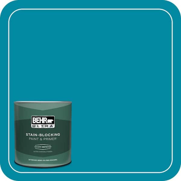 BEHR ULTRA 1 qt. #P480-6 Aruba Blue Extra Durable Semi-Gloss Enamel Interior Paint & Primer