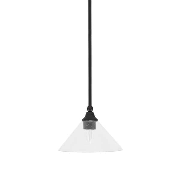 Unbranded Sparta 100-Watt 1-Light Espresso Shaded Pendant Light Mini Pendant with Clear Bubble Glass and No Light Bulb Included