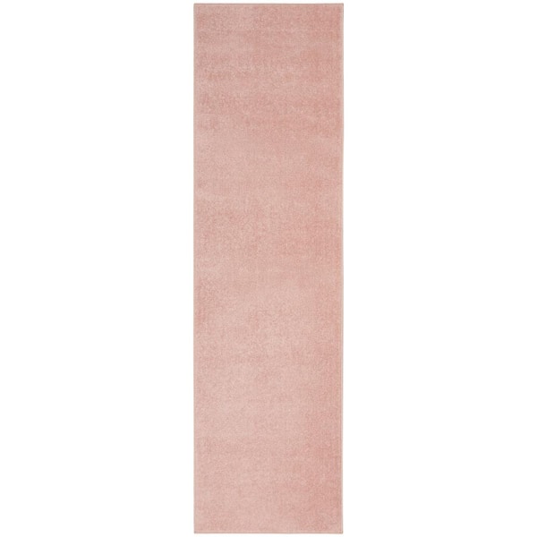 Essentials 2 ft. x 10 ft. Pink Kitchen Runner Solid Contemporary Indoor/Outdoor Patio Area Rug