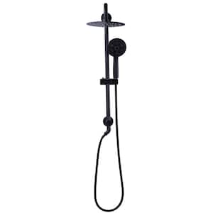 7-Spray Multi-function 1.8 GPM Round Wall Bar Shower Kit with Hand Shower in Matte Black