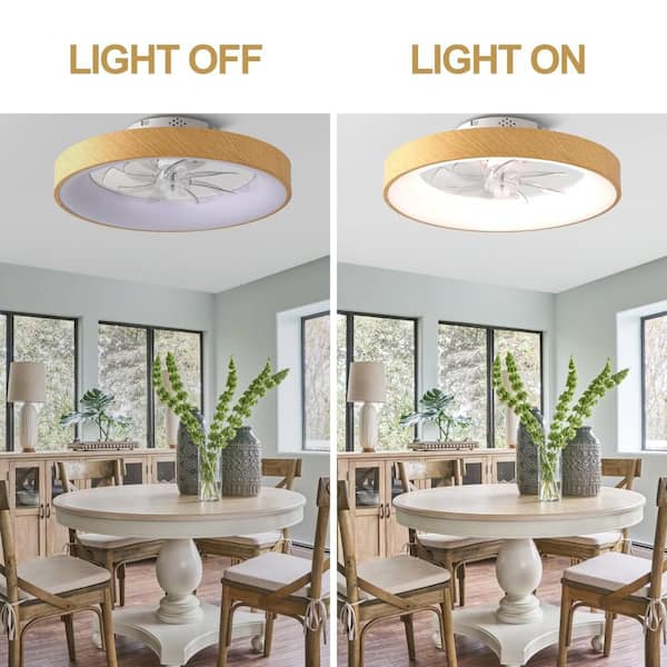 Airen 20in. RGBW Smart Wood Scandi Flush Mount Fandelier, 6-Speed Reversible Indoor Ceiling Fan with Light and Remote