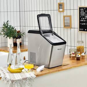 Costway 9 in. 33 lbs./24H Portable Ice Maker Machine Countertop Ice Cube  Maker with Scoop and Basket Black FP10078US-DK - The Home Depot