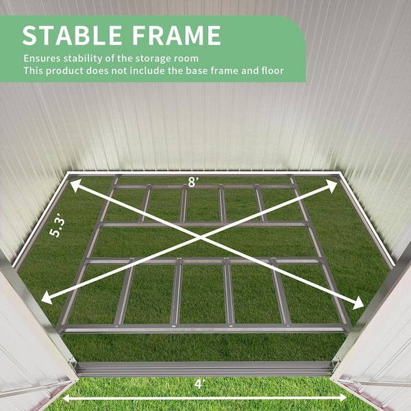 Sizzim 8 ft. W x 6 ft. D Metal Storage Shed with Metal Frame Sizzim 8 ft. W x 6 ft. D Metal Storage Shed with Metal Frame