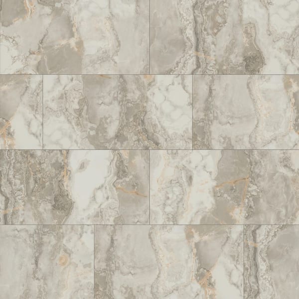 Su Pietra Caramello Rectangle 16 in.x 32 in. Polished White Porcelain Marble Look Floor and Wall Tile(14.2 sq. ft./Case)
