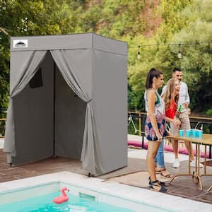 Flat Top 5 ft. x 5 ft. Outdoor Pop Up Shower Privacy Tent Dressing Changing Room, Gry