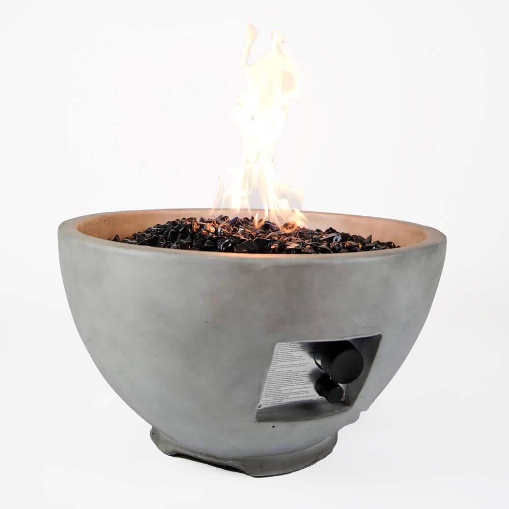 Bluegrass Living 24 in. Ashwick MGO Propane Fire Pit Table with Glass Beads, Lava Rocks and Cover