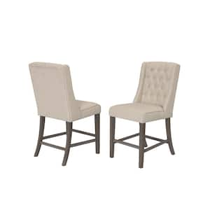 Fabiola 26 in. Beige Linen Fabric 2-Piece Chair