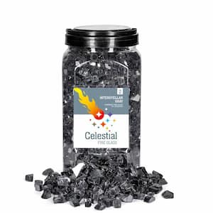 1/2 in. 10 lbs. Interstellar Gray Reflective Tempered Fire Glass in Jar