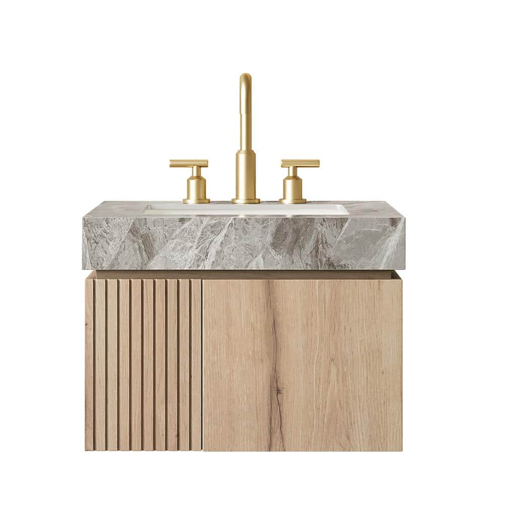 24 in. W x 19 in. D x 18 in. H Floating Bath Vanity in White Oak with Light Gray Sintered Stone Top price history on PriceWatchPro