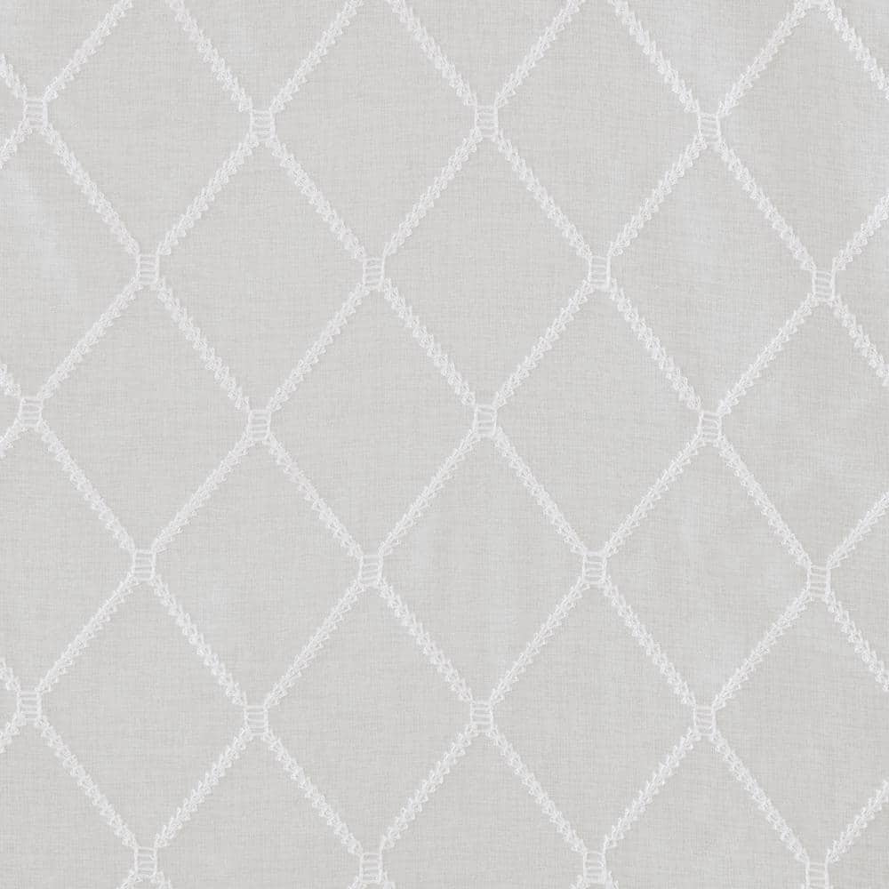 White Sheer Embroidered Waterfall Valance with Tassels