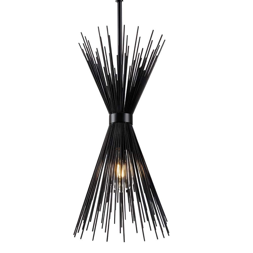 Decomus 100-Watt 1-Light Matte Black Sputnik Pendant Light with Metal Wire 