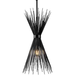 Decomus 100-Watt 1-Light Matte Black Sputnik Pendant Light with Metal Wire Shade, No Bulbs Included