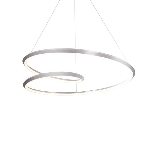 KUZCO Ampersand 39 in. 1 Light 94-Watt Brushed Nickel Integrated LED Pendant Light