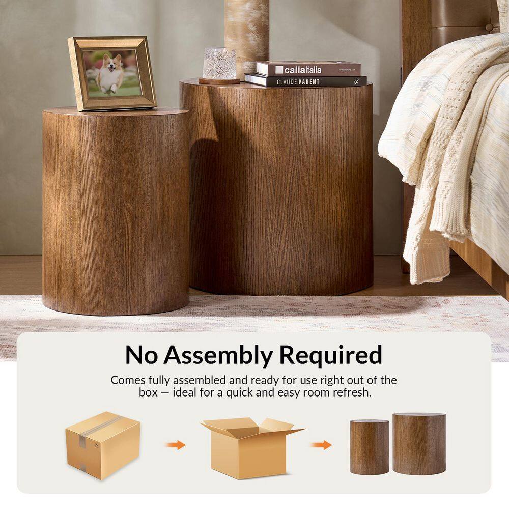 Lisa 20 in. Walnut Round Wood End Table with No Assembly Required - thumbnail 5