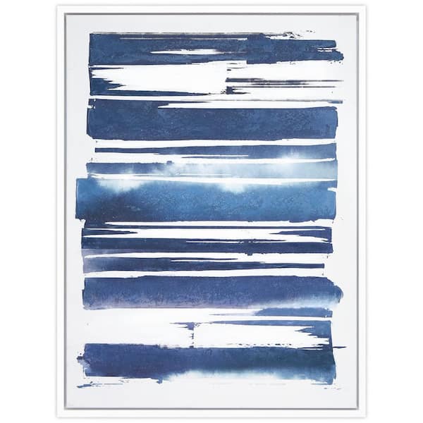 Empire Art Direct "Cobalt Streaks 1" by Martin Edwards Framed Textured Metallic Abstract Hand Painted Wall Art 40 in. x 30 in.