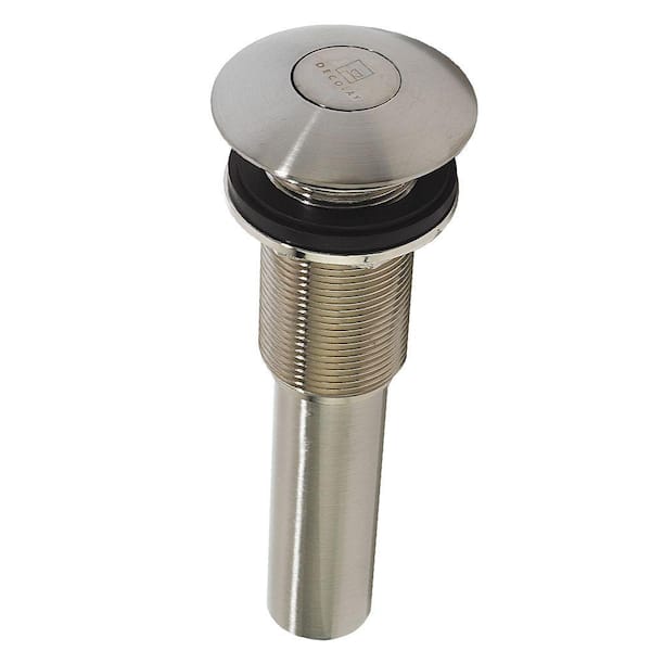 DECOLAV 2.717 in. H x 8.6875 in. D Push Button Closing Umbrella Drain without Overflow in Satin Nickel