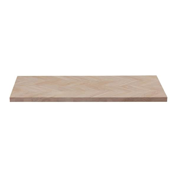 Hampton Bay 6 ft. L x 39 in. D Unfinished Hevea Butcher Block Island Countertop in with Standard Edge, Natural Color Unfinished