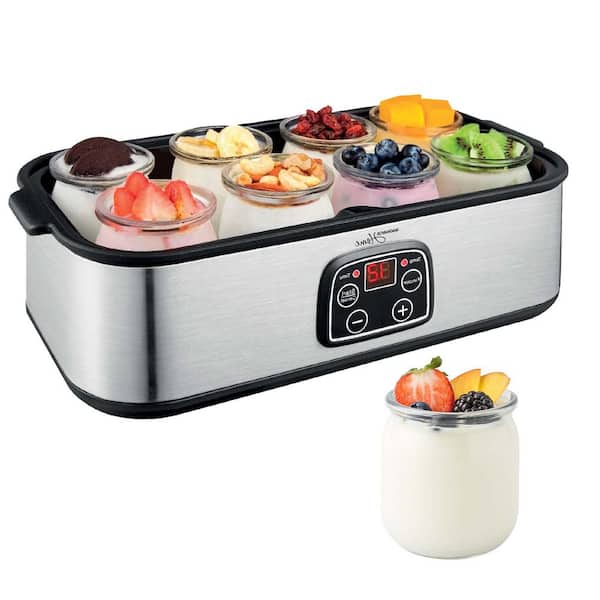 1.5 qt. Digital Yogurt Maker with 8-Glass Jars (6 oz.) in Stainless Steel