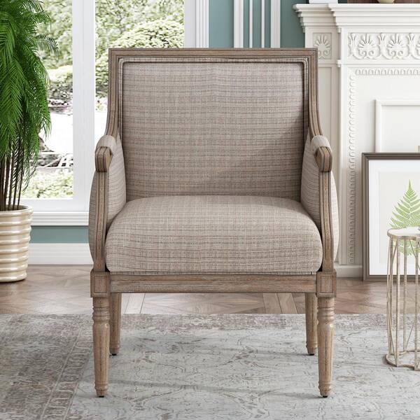 grey striped accent chair